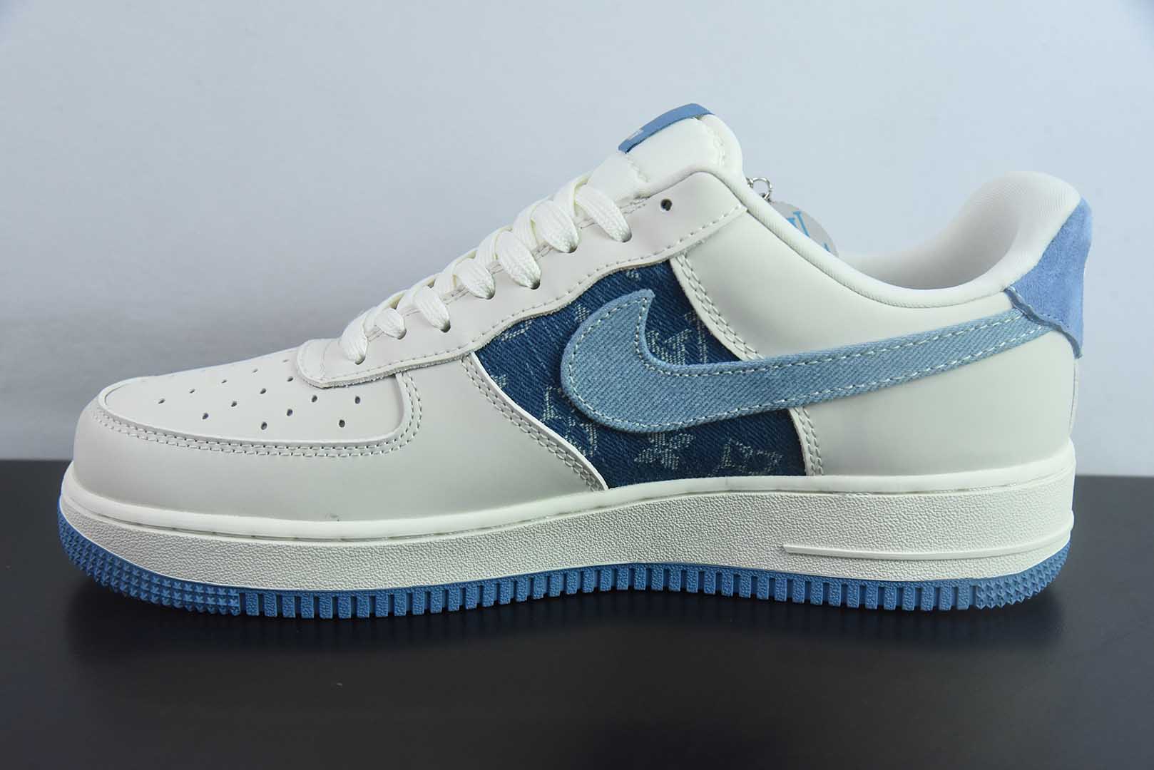 耐克Nike Air Force 1'07 Low LV联名白蓝牛仔布勾空军一号低帮休闲板鞋纯原版本 货号：DF0188-068