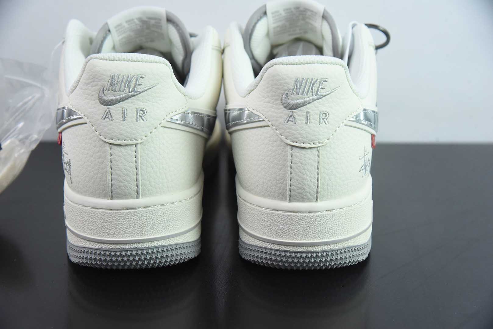 耐克Nike Air Force 1'07 Low 斯图西联名灰银勾空军一号低帮休闲运动板鞋纯原版本 货号：XX3168-209