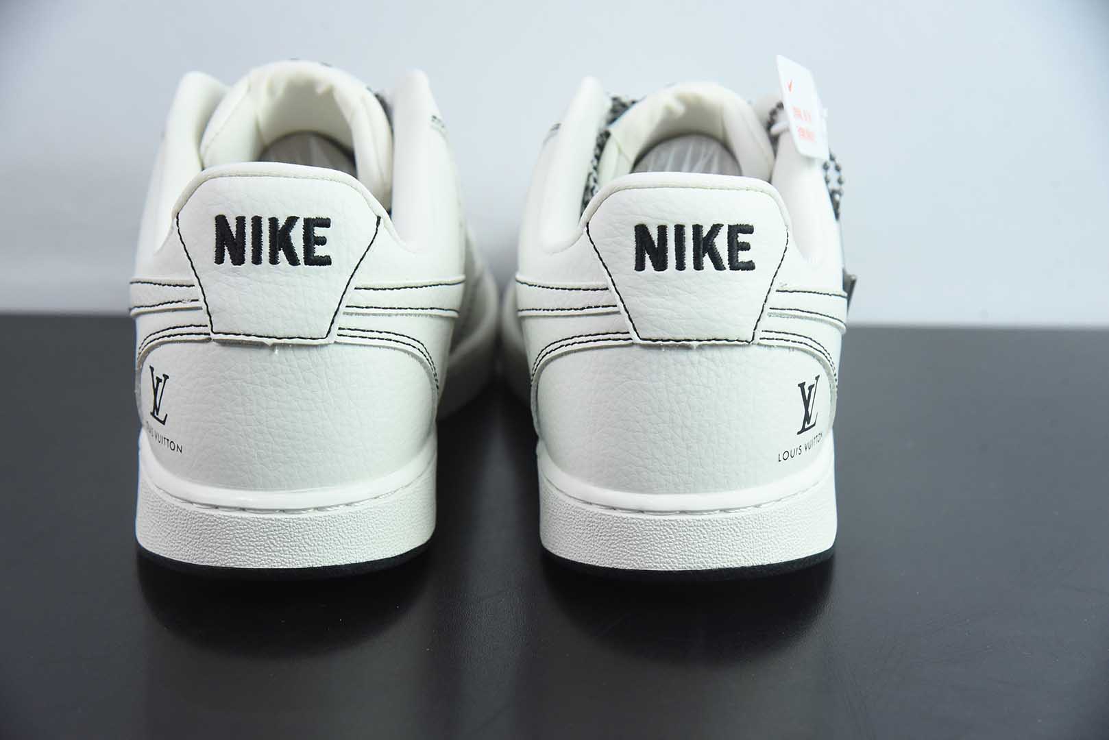 耐克Nike Court Vision 1 LOW LV联名米白双拼黑线空军一号低帮休闲板鞋纯原版本 货号：CS5288-016