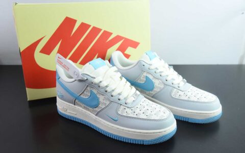 耐克Nike Air Force 1 '07 Low “斯图西联名荧光蓝印花”空军一号低帮休闲板鞋纯原版本 货号：JJ2508-717