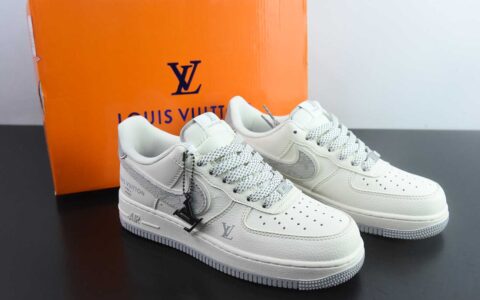 耐克Nike Air Force 1 '07 Low “LV联名米灰牛仔勾”空军一号低帮休闲板鞋纯原版本 货号：SM6668-103