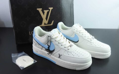 耐克Nike Air Force 1'07 Low LV联名白蓝双拼双勾空军一号低帮休闲板鞋纯原版本 货号：CS5288-028