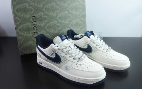耐克Nike Air Force 1'07 Low 古驰联名花纹蓝勾空军一号低帮休闲板鞋纯原版本 货号：XS1958-564