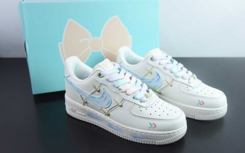 耐克Nike Air Force 1 Low 07 涂鸦白蓝粉四小勾空军一号定制休闲板鞋纯原版本 货号：FV3654-211