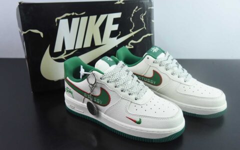 耐克Nike Air Force 1'07 Low 斯图西联名针织勾米绿空军一号低帮休闲板鞋纯原版本 货号：KJ1688-002