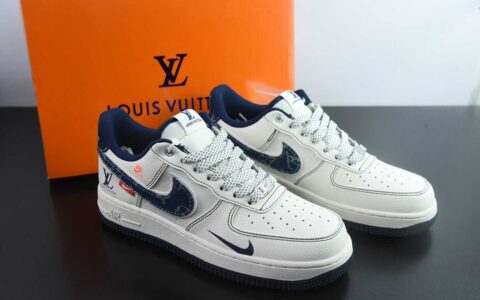 耐克Nike Air Force 1 '07 Low “LV联名黑线蓝牛仔”空军一号低帮休闲板鞋纯原版本 货号：YX5066-345