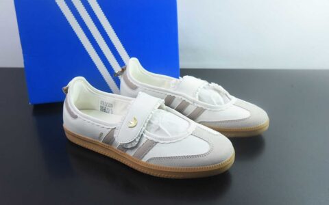 阿迪达斯 adidas 三叶草 Samba Jane 魔术贴玛丽珍女鞋 复古德训平底休闲鞋 豆沙粉 纯原版本 货号：KH6230