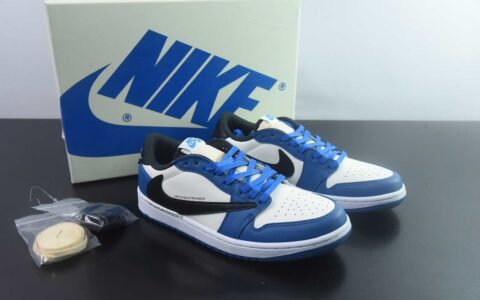 乔丹 Air Jordan × Travis Scott 1 Low OG 倒钩 141 蓝白 纯原版本 货号：DM7866 主图