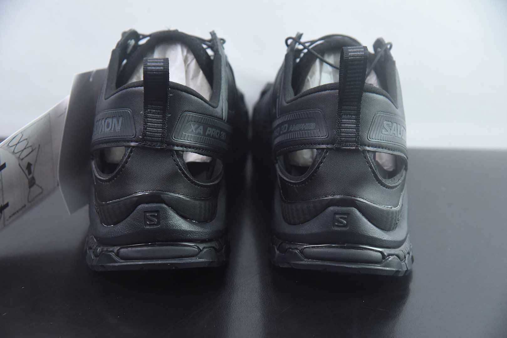 萨洛蒙 SALOMON XA PRO 3D AMPHIB 舒适柔软半 黑色拖鞋 外穿 水陆两栖涉水户外透气 机能潮流镂空 防滑防臭抓地支撑减震轻便 溯溪鞋 纯原版本 货号:477400 实拍细节图