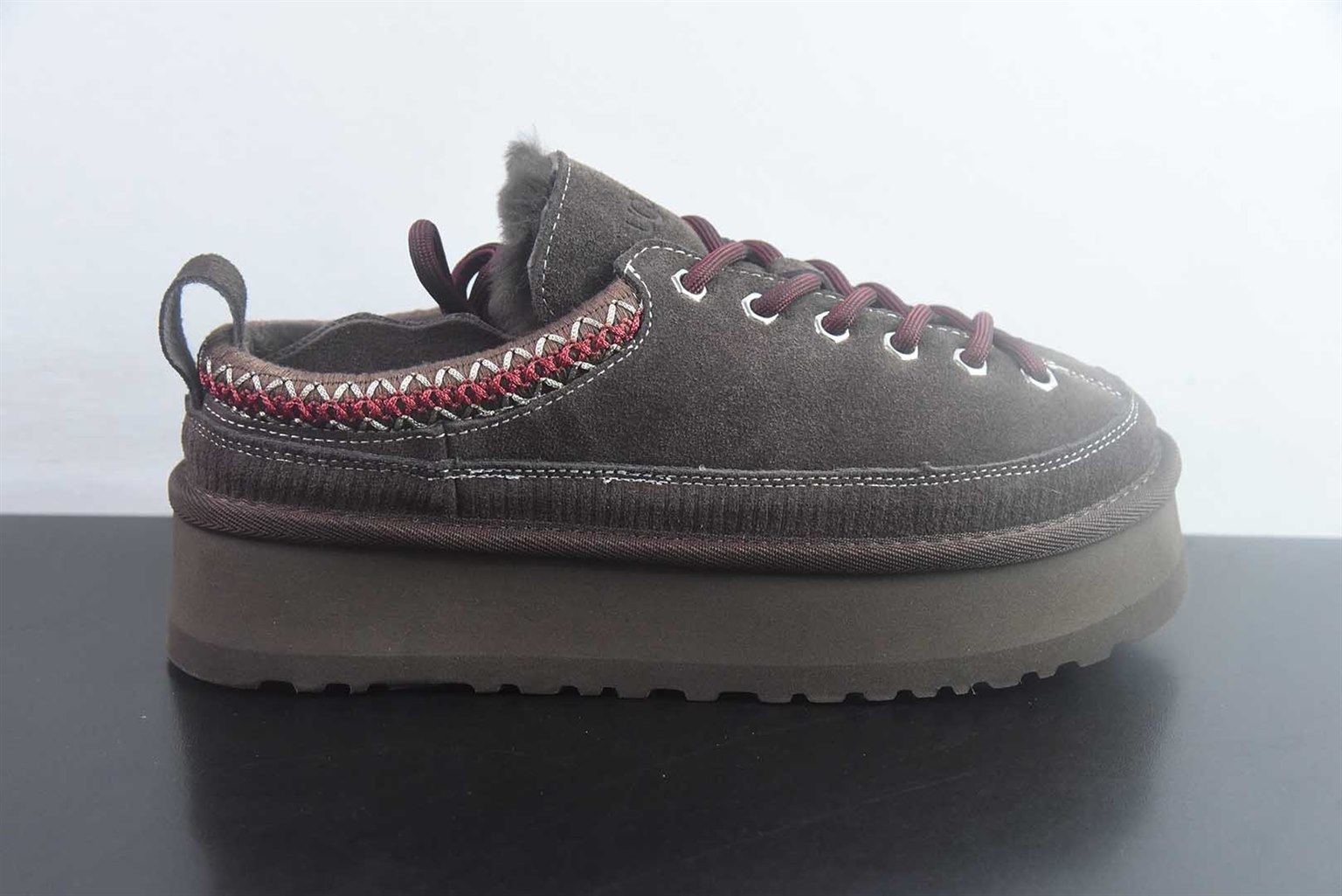 UGG W Heritage Lace-Up 系带毛毛厚底 棕色拖鞋 纯原版本 货号:1180361-SNDC 实拍细节图