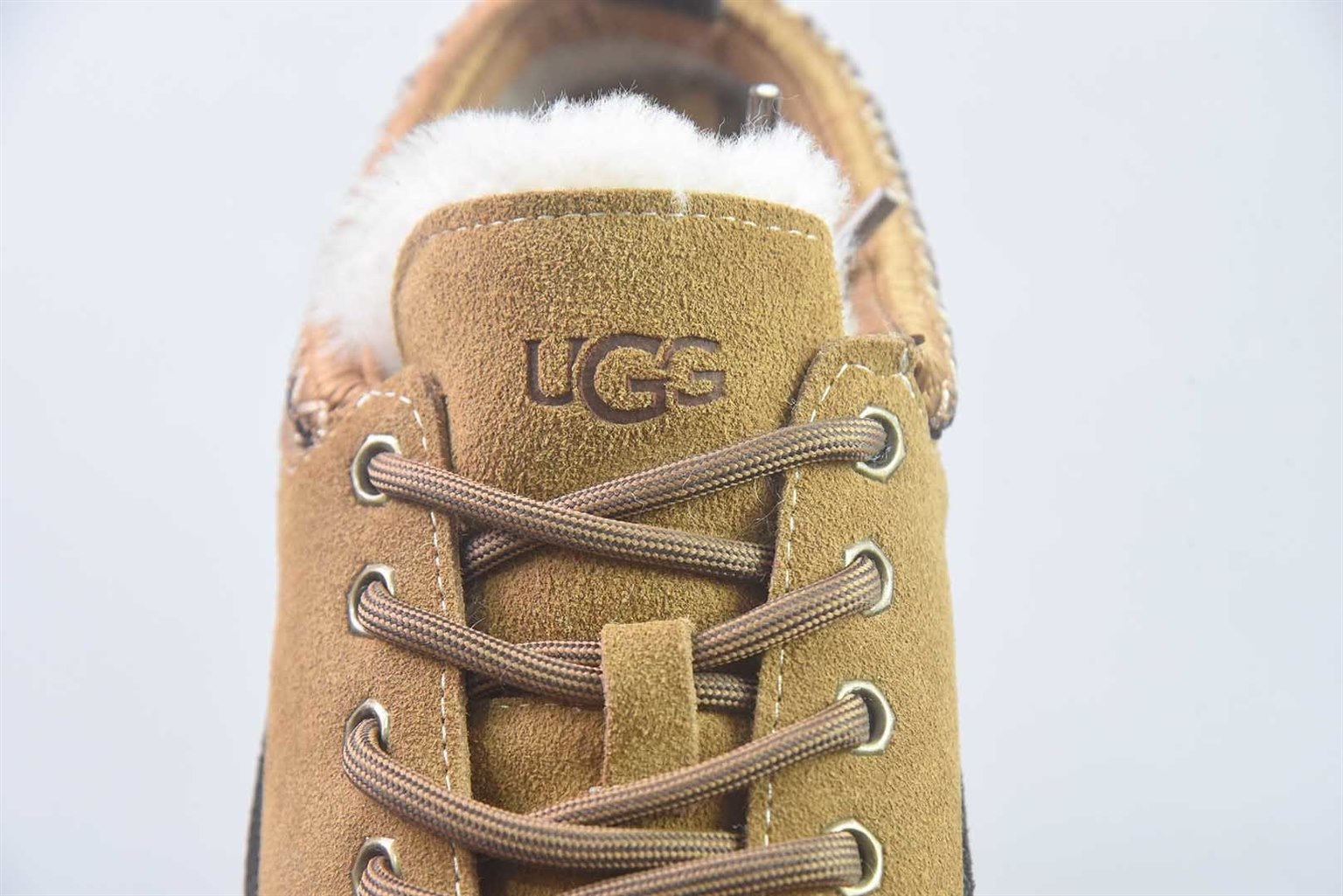 UGG W Heritage Lace-Up 系带毛毛厚底 栗色拖鞋 纯原版本 货号:1180361-SNDC 实拍细节图