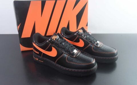 耐克 Nike Air Force 1 Low x VLONE 低帮联名 黑橙板鞋 纯原版本 货号：AA5360-001 主图