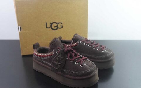 UGG W Heritage Lace-Up 系带毛毛厚底 棕色拖鞋 纯原版本 货号：1180361-SNDC