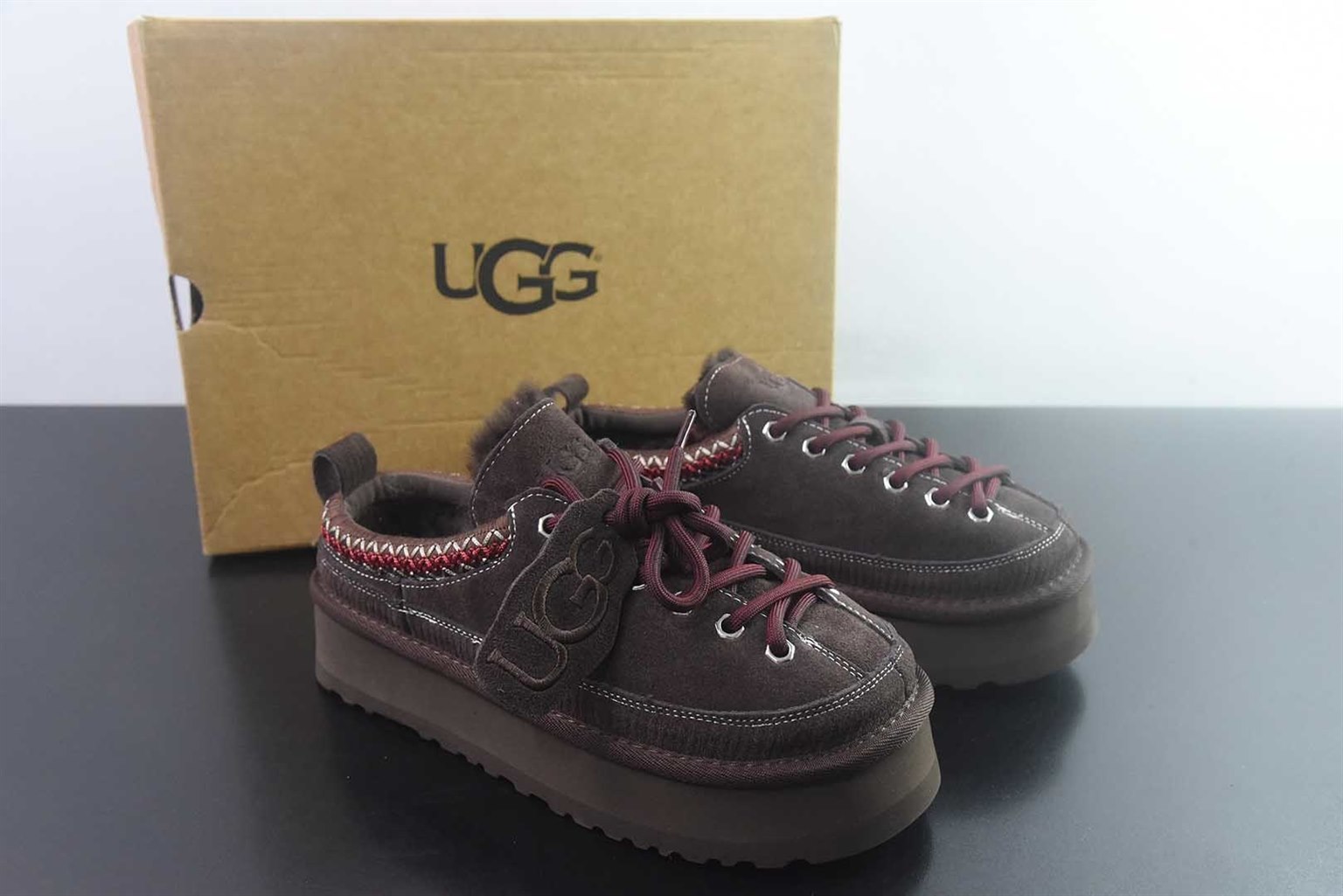 UGG W Heritage Lace-Up 系带毛毛厚底 棕色拖鞋 纯原版本 货号:1180361-SNDC 主图