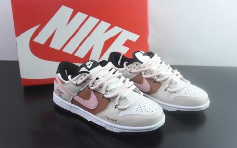 耐克 Nike SB Dunk Low 绑带 白棕粉低帮休闲板鞋 纯原版本 货号：CW1590-100