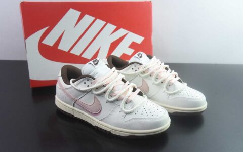 耐克 Nike SB Dunk Low 绑带 粉白低帮休闲板鞋 纯原版本 货号：DD1503-124