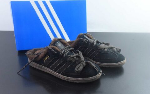 阿迪达斯 Adidas Samba OG Mule 阿迪三叶草休闲加绒一脚蹬半拖 黑棕 纯原版本 货号：HP5054 主图