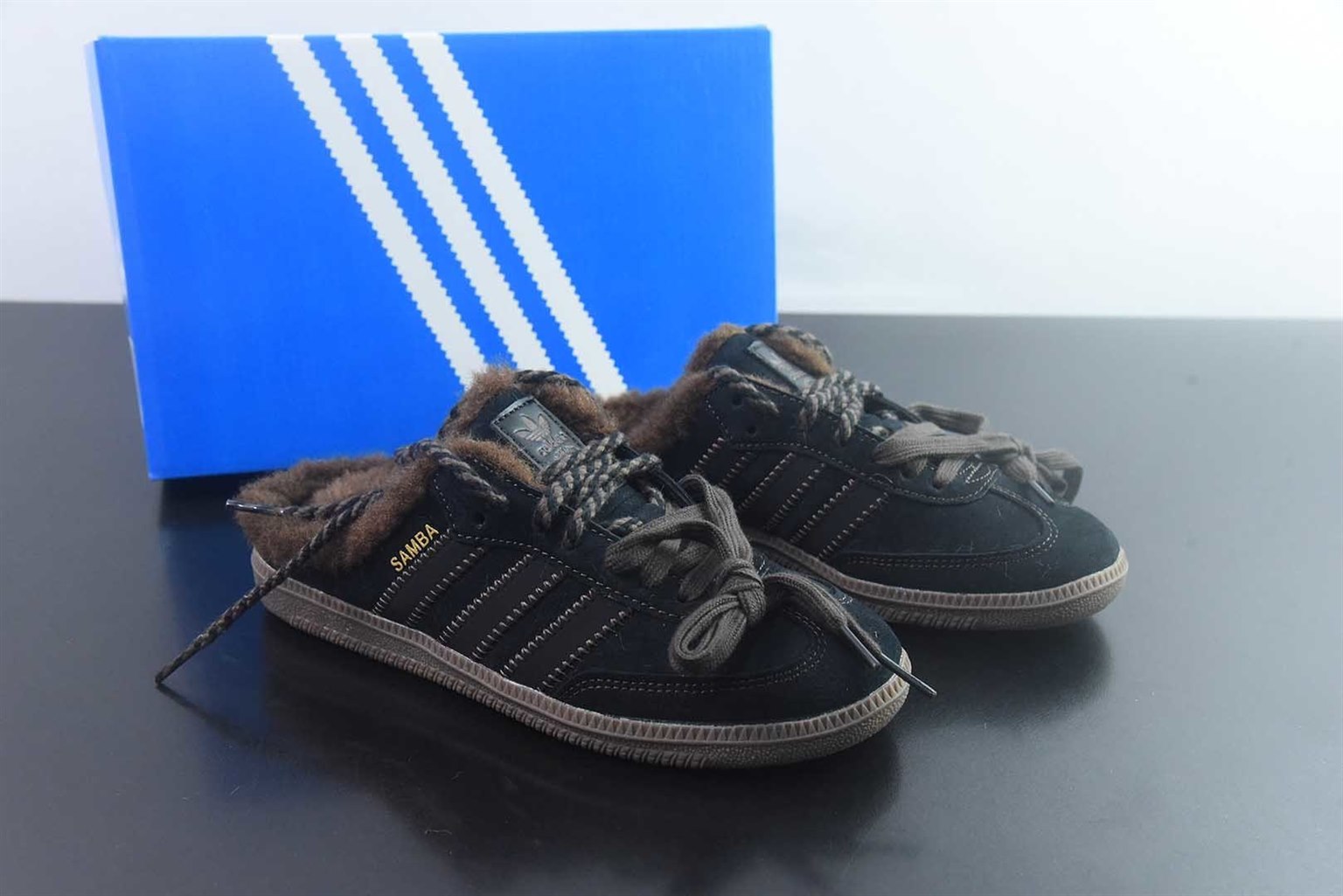阿迪达斯 Adidas Samba OG Mule 阿迪三叶草休闲加绒一脚蹬半拖 黑棕 纯原版本 货号:HP5054 主图