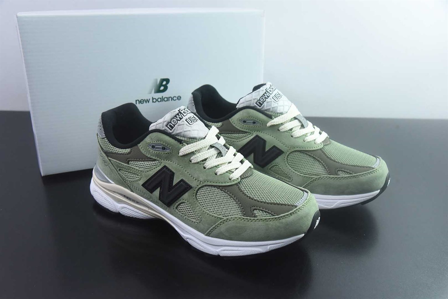 新百伦 New Balance 990v3 x JJJJound 联名 复古 橄榄绿跑鞋 纯原版本 货号:M990JD3 实拍细节图